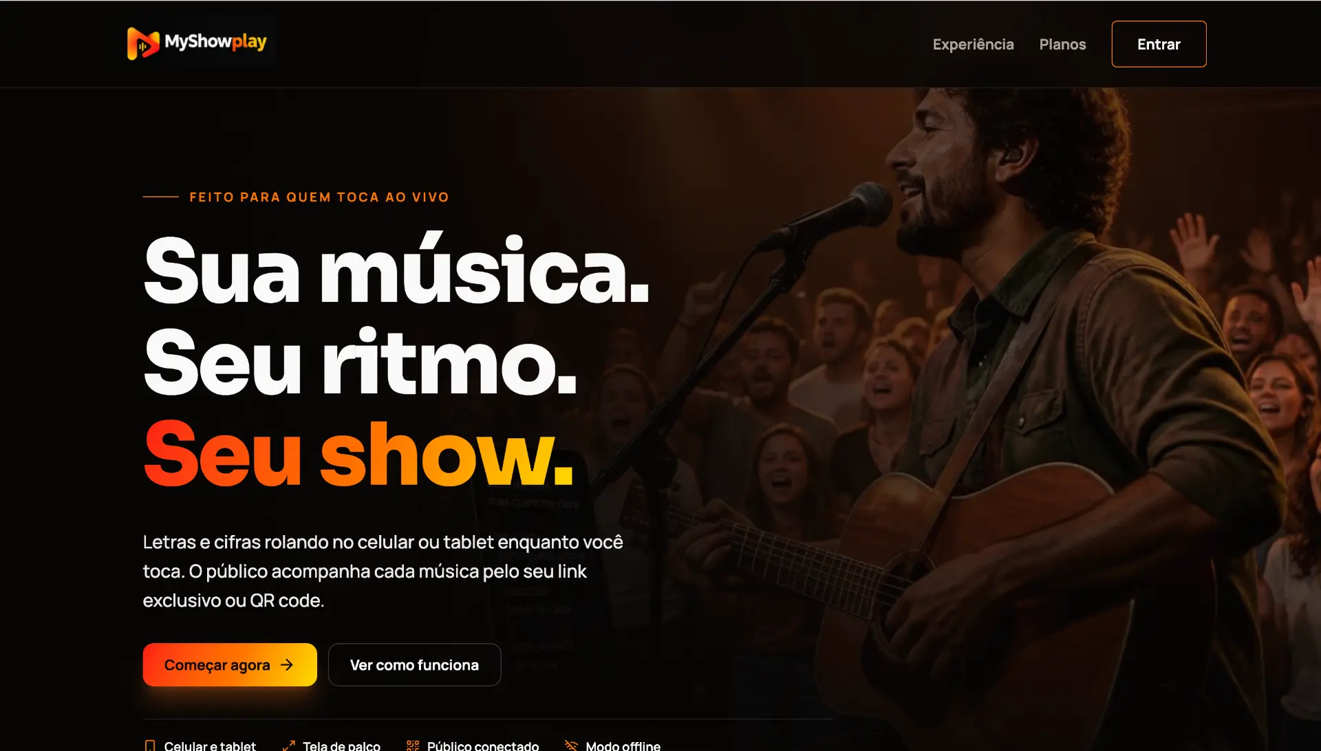 Página real da plataforma My Show Play