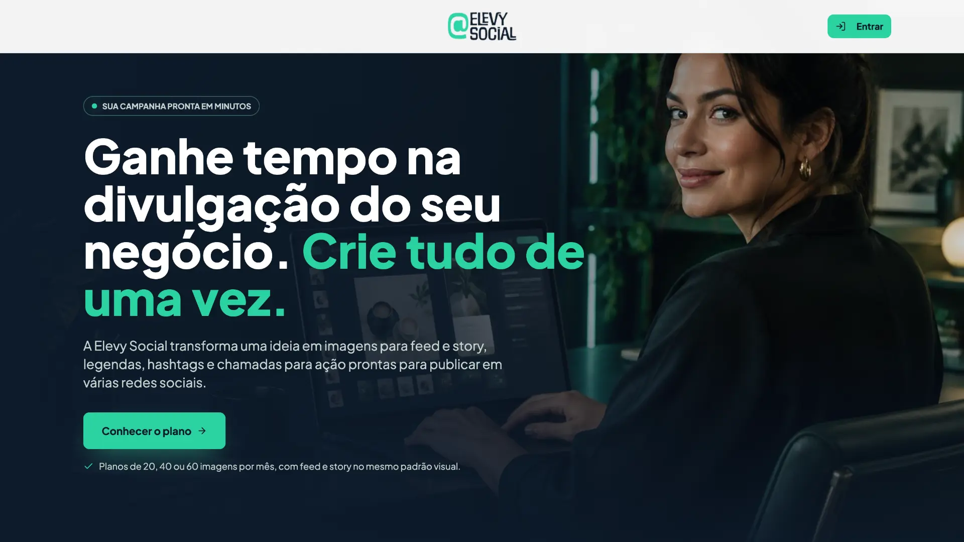 Página real da plataforma Elevy Social